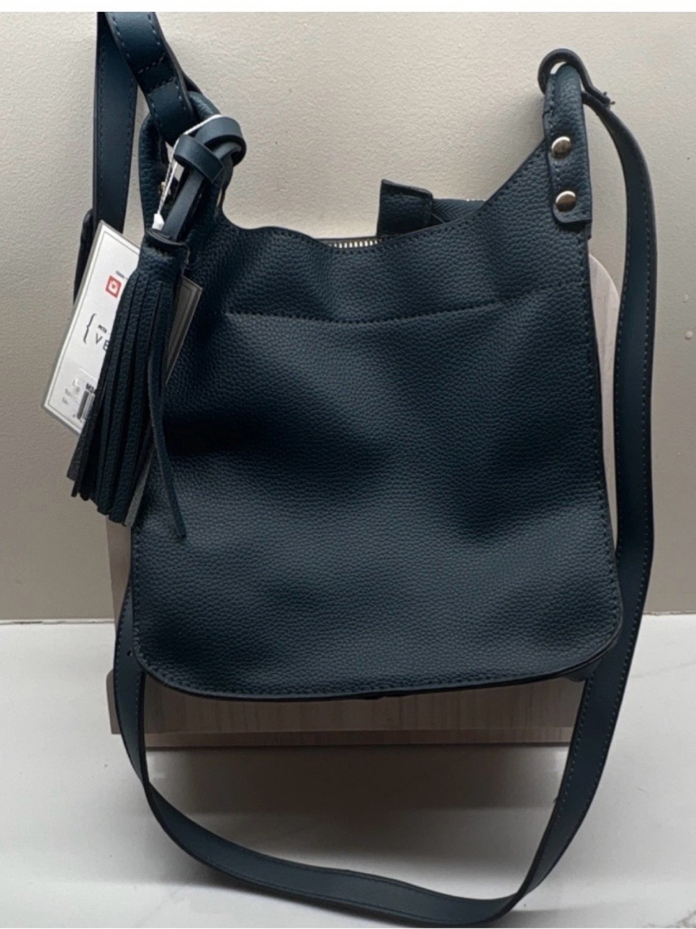 Black Pebbled Vegan Leather Crossbody Bag